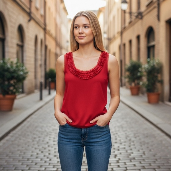 EXPRESS Pink Sleeveless Ruffle Blouse Size S - Picture 1 of 7